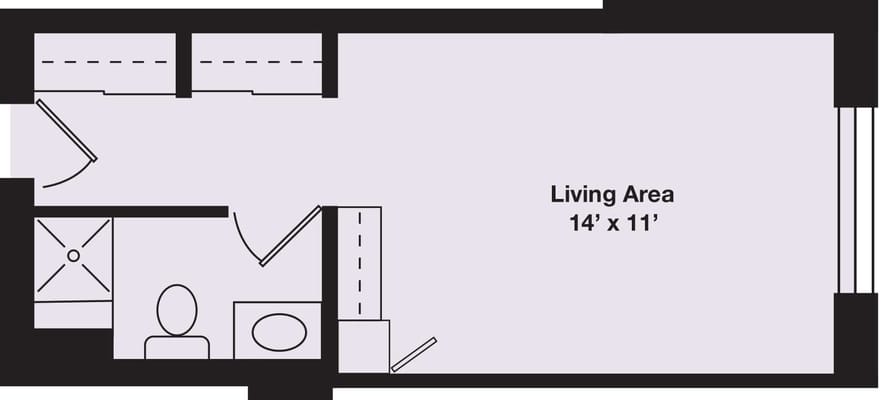 Architectural floor plan of a living area