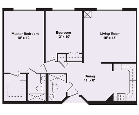Architectural floor plan of a living unit