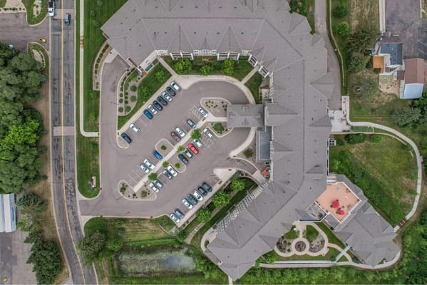 Aerial view of the Gable Pines assisted living facility