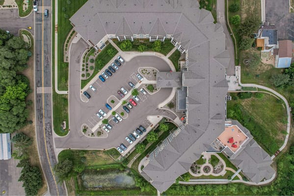 Aerial view of Gable Pines senior living facility