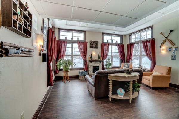 Cozy common area with seating and natural light