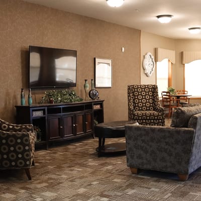 Cozy common area with comfortable seating and television