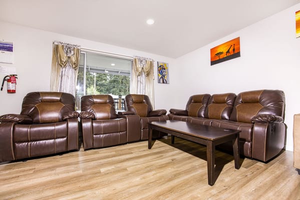 Comfortable lounge area with recliner chairs