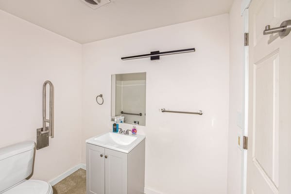 Bright bathroom with modern fixtures