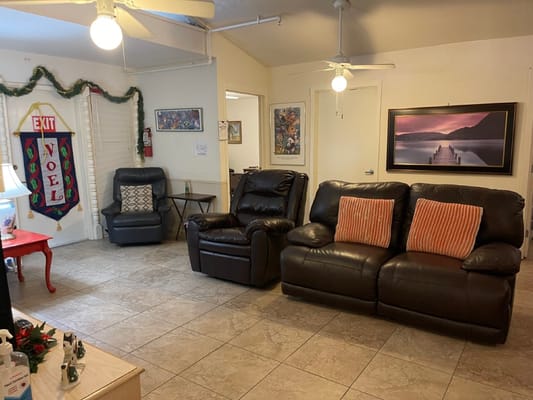 Common area in a senior living facility with seating