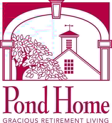 Logo of Pond Home with building and tree design