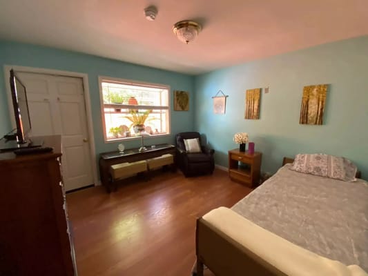 Cozy interior of a resident's room with natural light