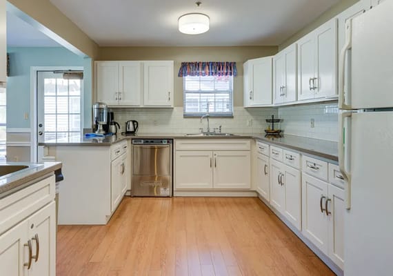 Bright, clean kitchen in a memory care facility