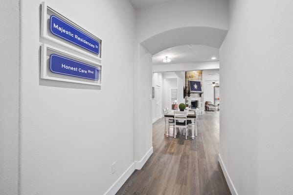 Interior hallway with directional signs