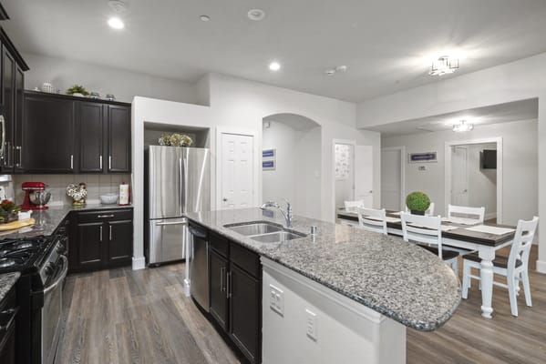 Bright and spacious kitchen area in the facility