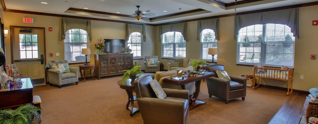 Common area with comfortable seating and windows