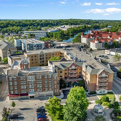 Aerial view of the Avalon Square facility and surrounding area