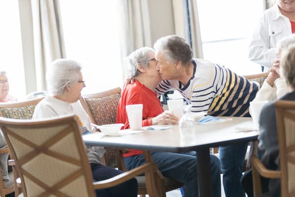 Residents interacting in a common area