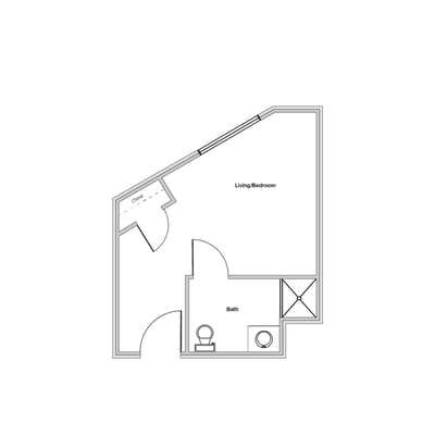 Architectural floor plan of a living unit