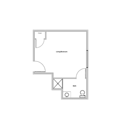 Architectural floor plan of a living bedroom area