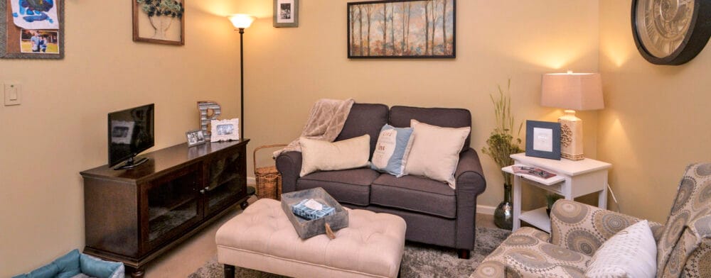 Cozy sitting area in a senior living facility