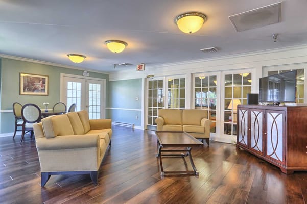Common area with seating and dining tables