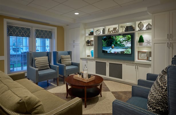 Cozy common area with seating and a television