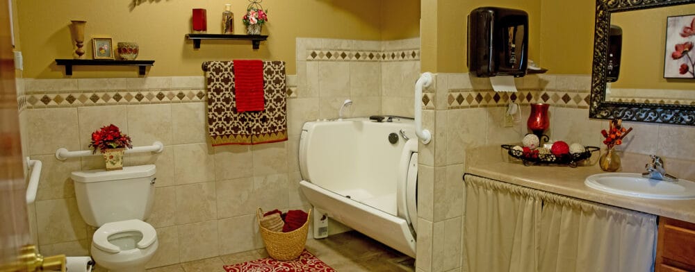 Well-designed bathroom in a senior living facility