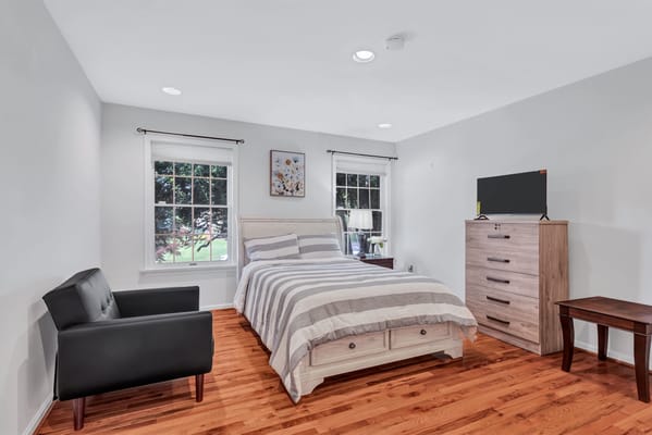 Cozy bedroom setup in a senior living space