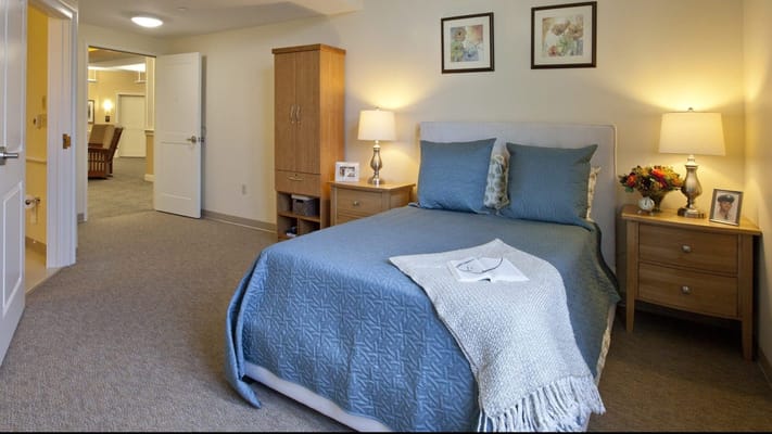 Cozy private room with a bed and decor