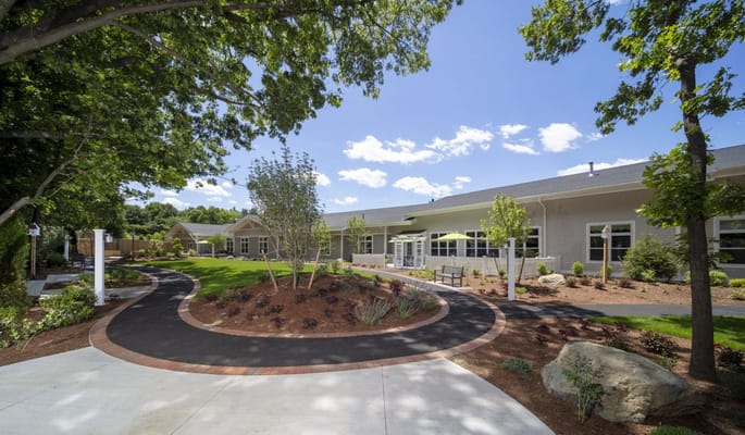Outdoor view of the facility with landscaping and walkways