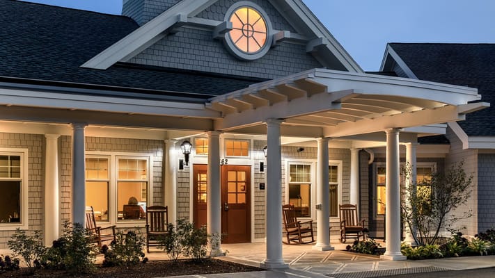 Exterior view of assisted living facility entrance