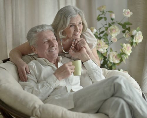 Couple enjoying time together in a cozy setting