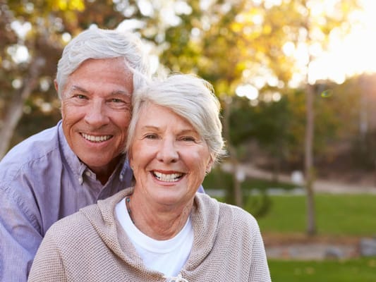 Happy senior couple in an outdoor setting