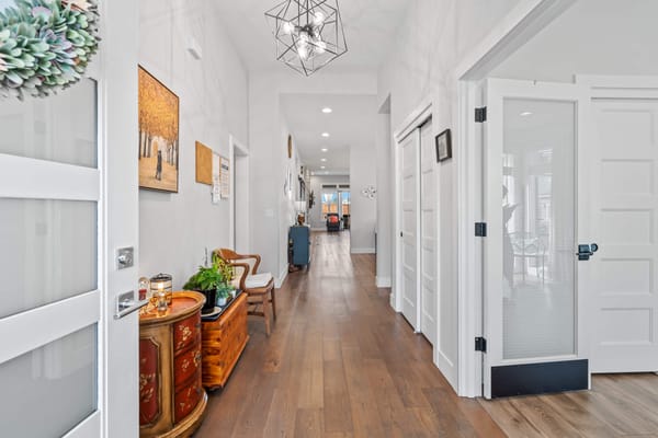 Bright hallway with modern decor and furnishings