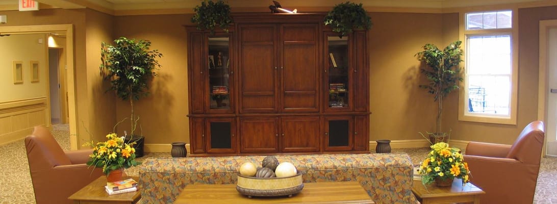 Comfortable lounge area with plants and decor