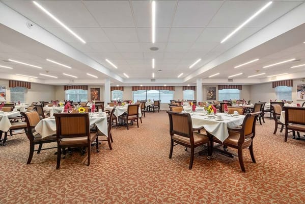 Dining room setup with tables and decor