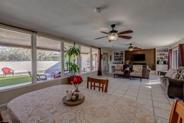 Bright interior common area with seating and plants