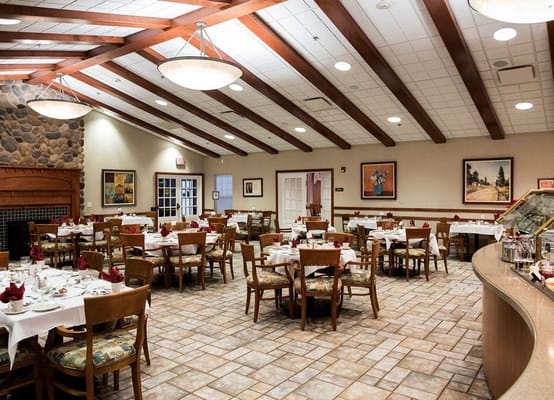 Dining room with tables set for meals