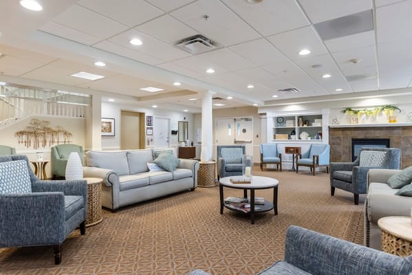 Bright common area with comfortable seating