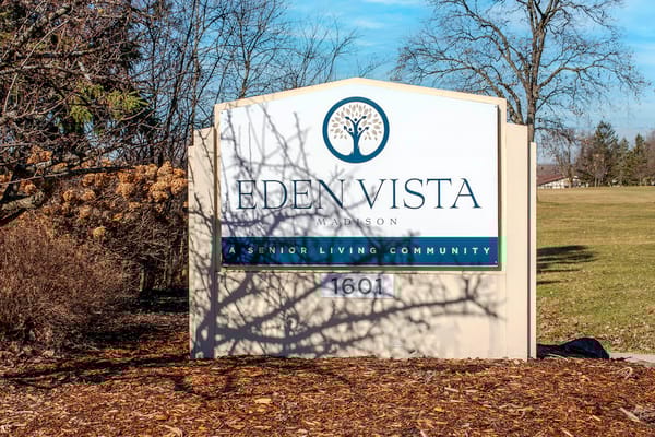 Sign for Eden Vista Madison Senior Living Community