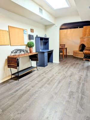 Cozy living room area with furniture and decorative elements