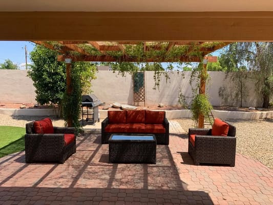 Outdoor seating area with comfortable furniture