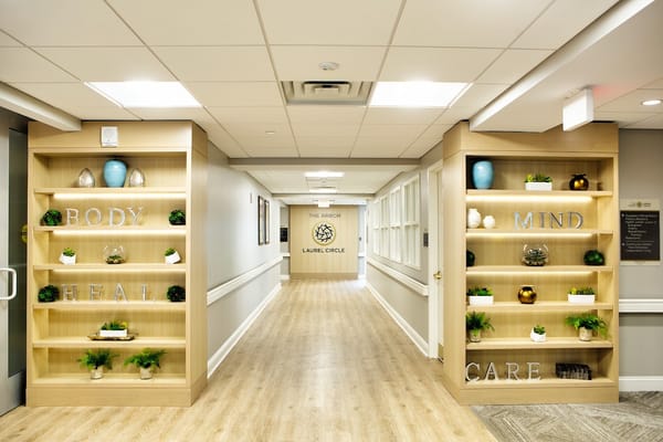 Interior hallway of Laurel Circle with decor