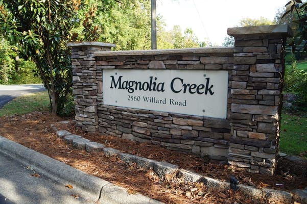 Sign for Magnolia Creek assisted living facility