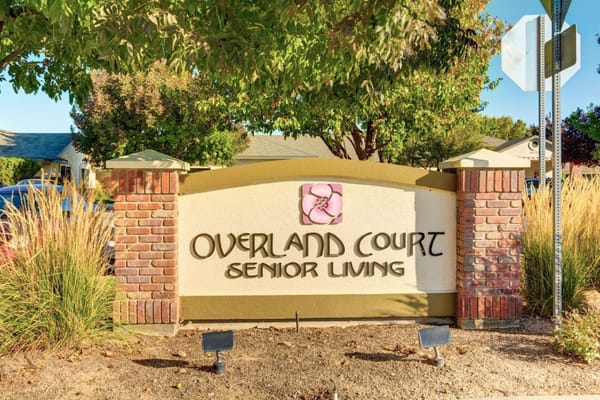 Sign for Overland Court Senior Living facility