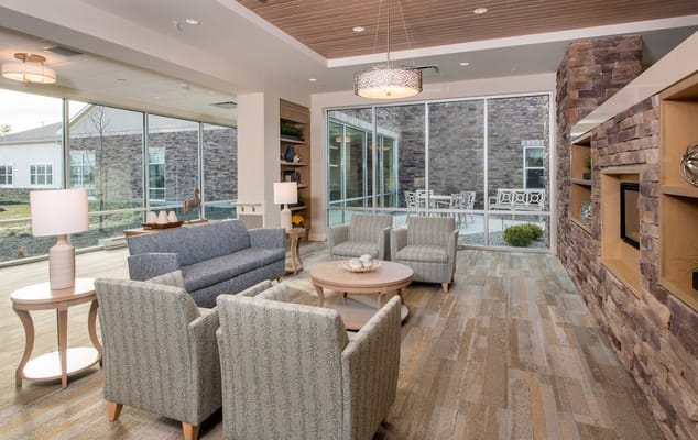 Bright and inviting common area with seating