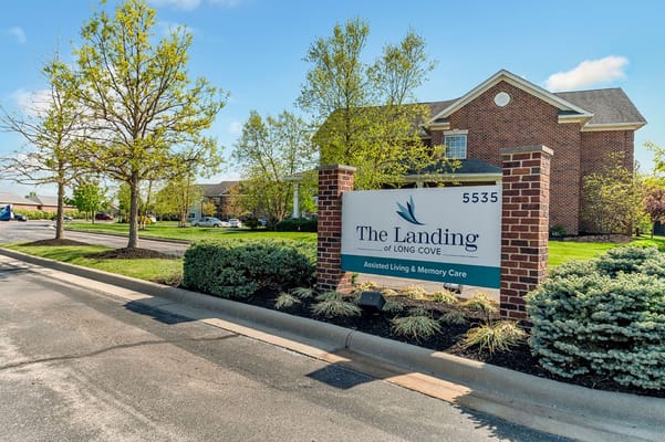Sign for The Landing of Long Cove assisted living facility