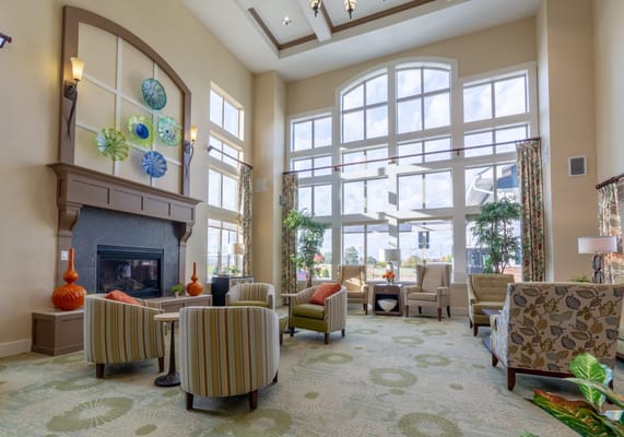 Bright interior lounge area with comfortable seating