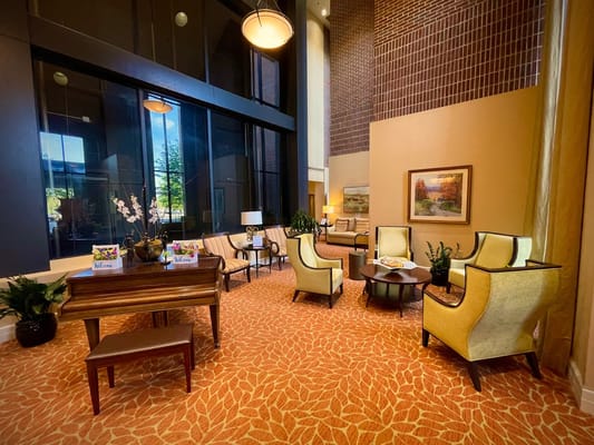 Interior view of a welcoming common area with seating