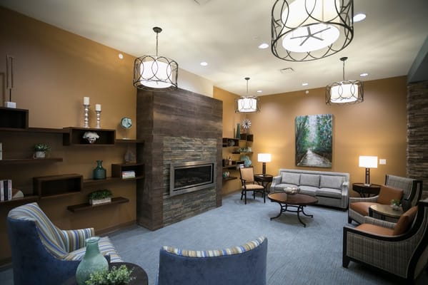 Cozy common area with seating and artwork