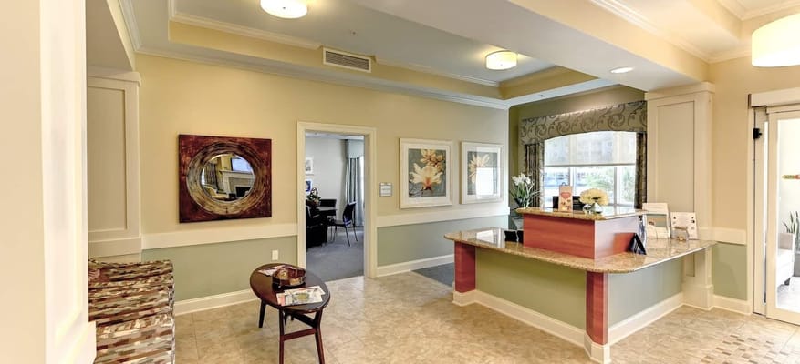 Welcoming reception area with seating and decor.