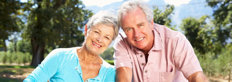 Happy seniors enjoying the outdoors together