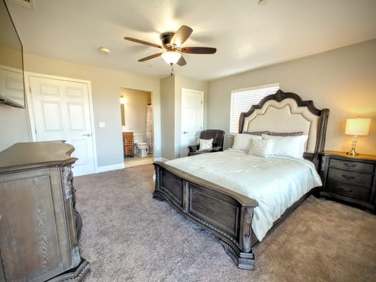 Bright and spacious resident bedroom with a cozy atmosphere