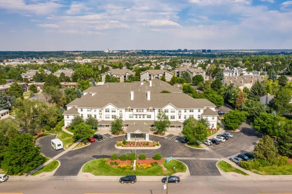 Aerial view of Woodland Estates Senior Living exterior